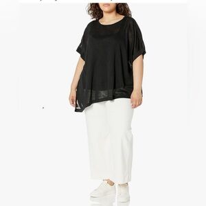 TOMMY HILFIGER BÁSIC T-SHIRT SOFT FLOWY WOMEN ASYMMETRICAL COLOR BLACK SIZE 1X